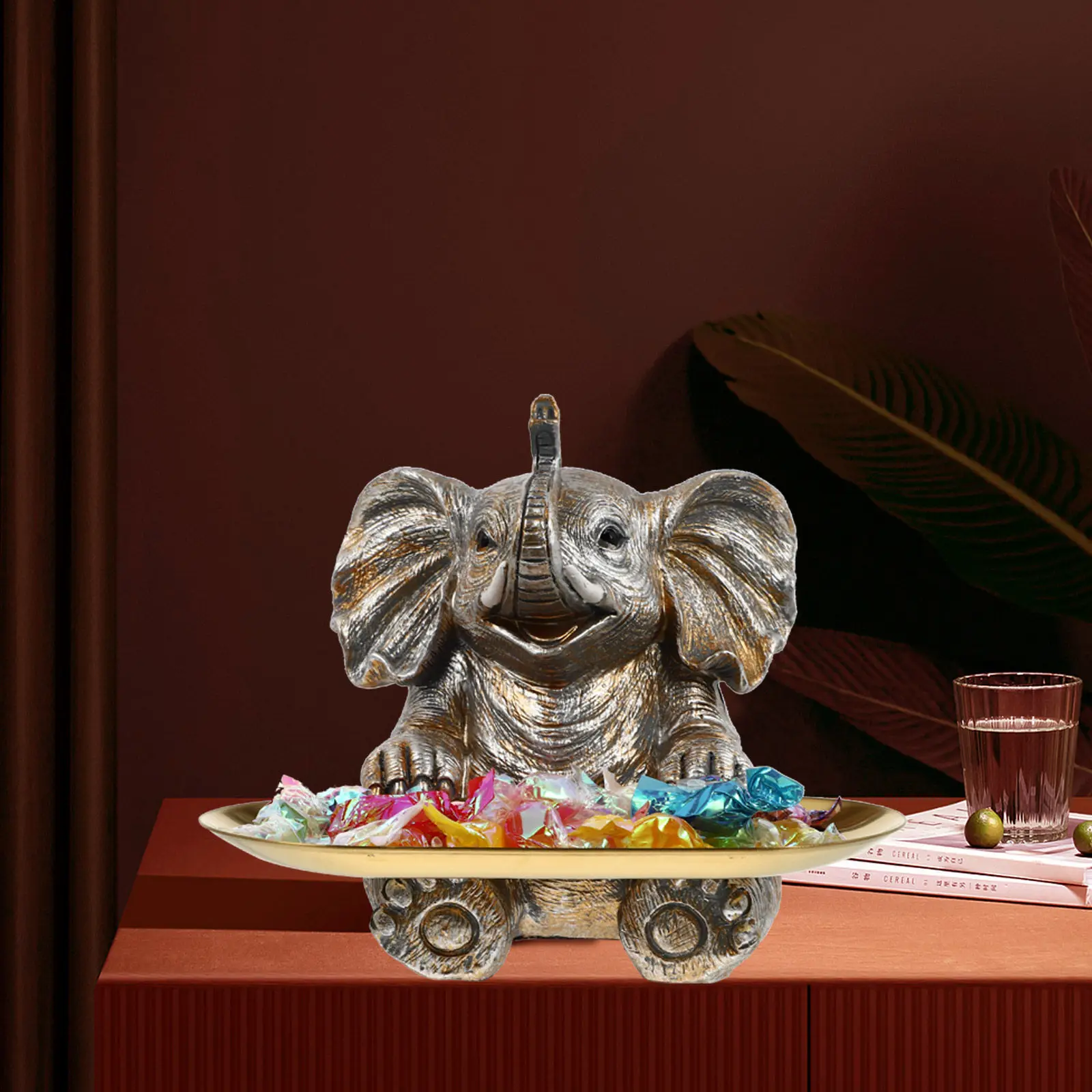 1Set Resin Elephant Bird Feeder Tray Elephant Shape Candy Dish Home Decor Living Room Bedroom Window Sill Study Dining Table
