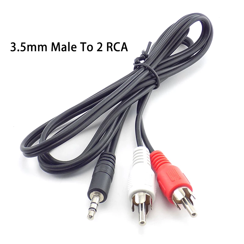 Cable adaptador de Audio estéreo macho a 2 RCA para ordenador portátil, cable de extensión de línea de conversión AV, TV, DVD, MP3/MP4, 1M, 3,5mm