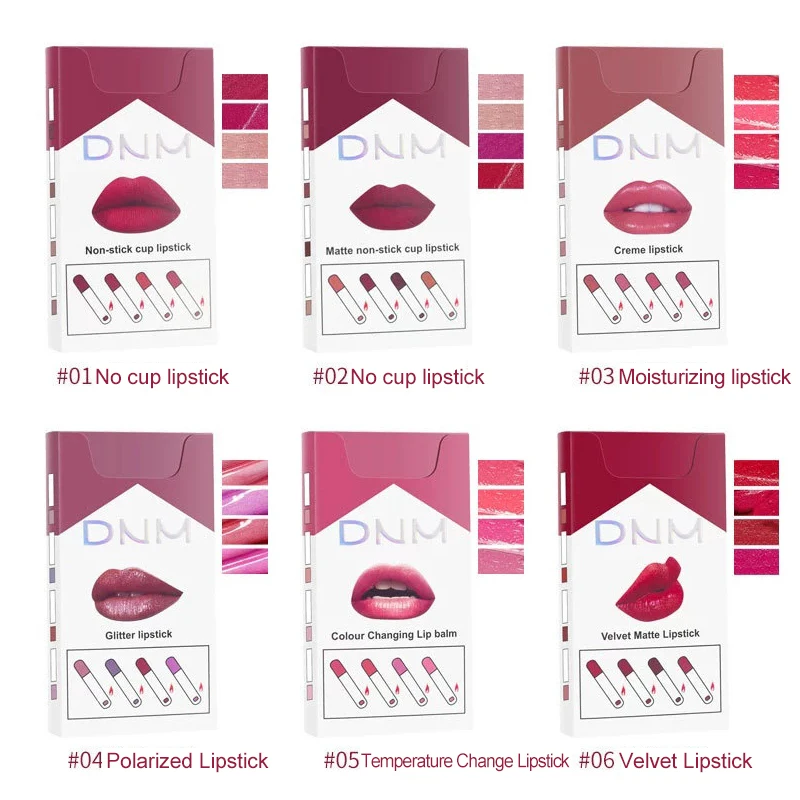 4Pcs Set Korean Matte Lipstick Lip Tint Lip Gloss Waterproof Long Lasting Makeup Cosmetic Set For Women