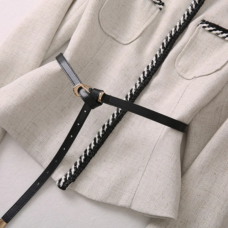 Abito da donna a maniche lunghe con scollo a O, un set di top e gonna a sirena