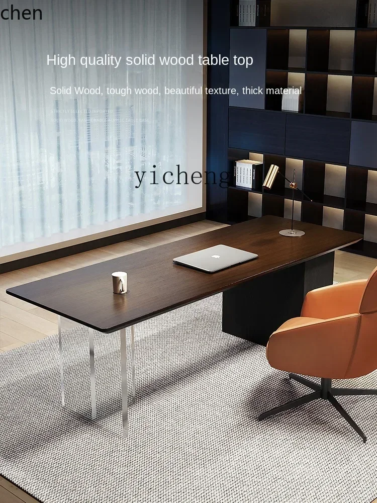 PYH Modern Simple Light Luxury Solid Wood Living Room Large Long Desk Home Study Large Board Desk Workbench