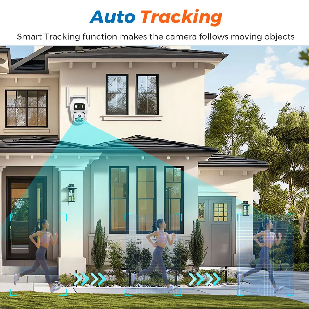 4K 8MP Wifi Camera PTZ Outdoor Dual Lens Dual Screens Human Auto Tracking Security Protection Camera Two-Way Audio EseeCloud App