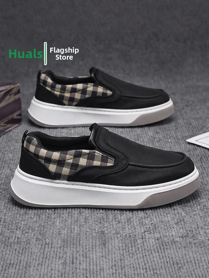 Men's Casual Canvas Shoes Breathable Low-Top Glue-Welded Rubber Outsole round Toe Thick Bottom Work Shoes for Office And Sports