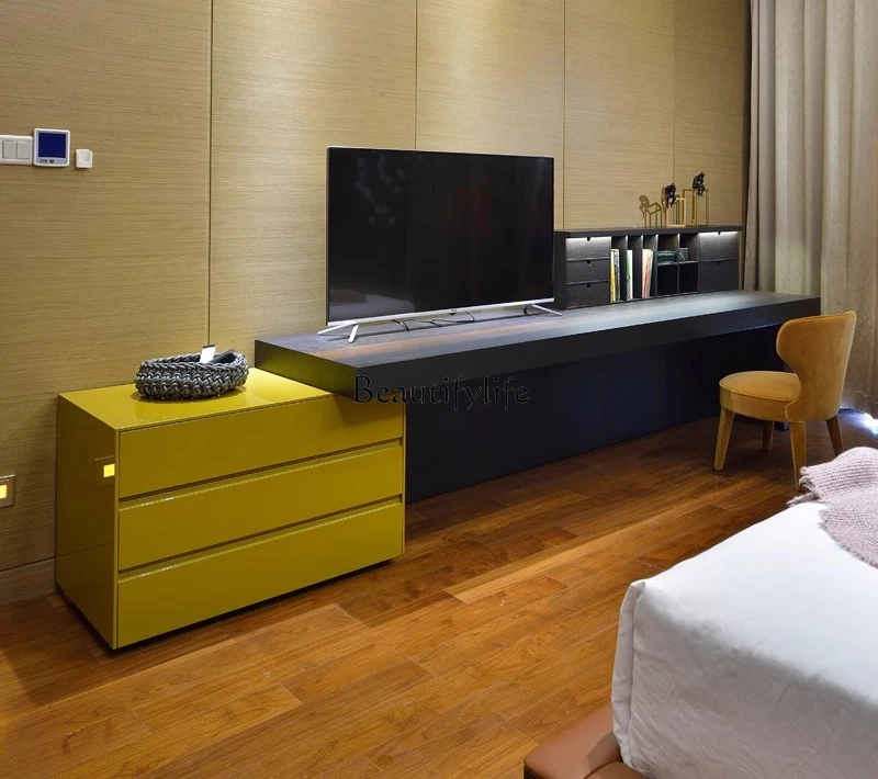 

04Italian simple office computer desk TV cabinet Dresser Multifunctional retractable desk