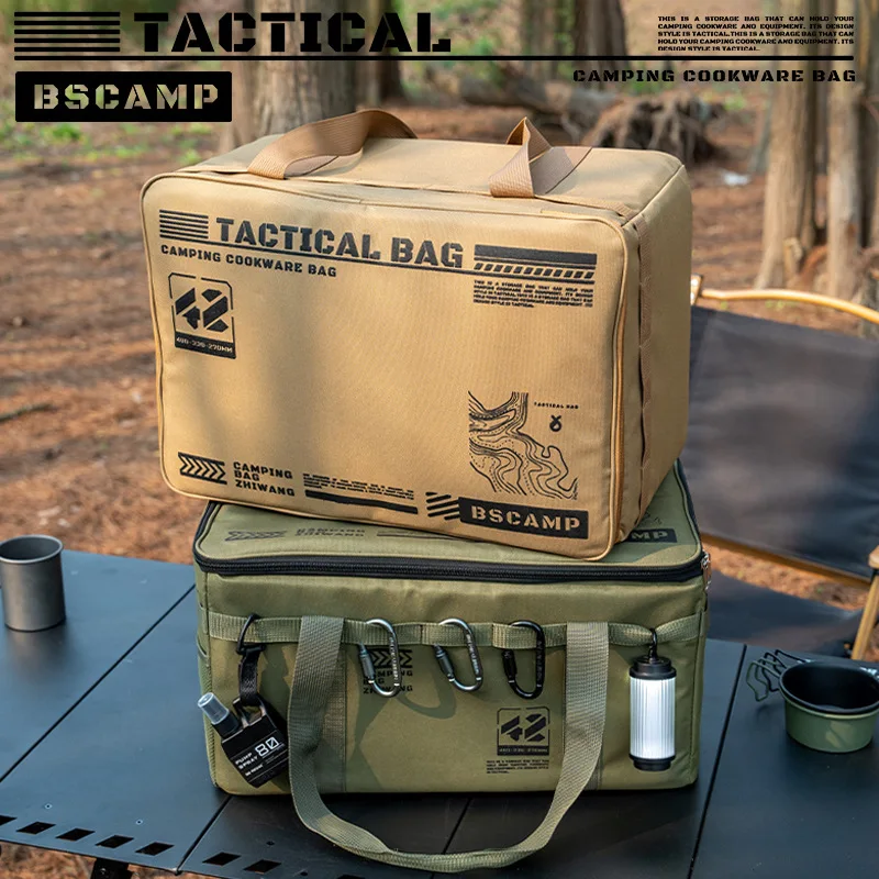 

Outdoor Tactical Gear Bag for Camping Cooking Set Gas Canister Storage Picnic Utensils Holder.
