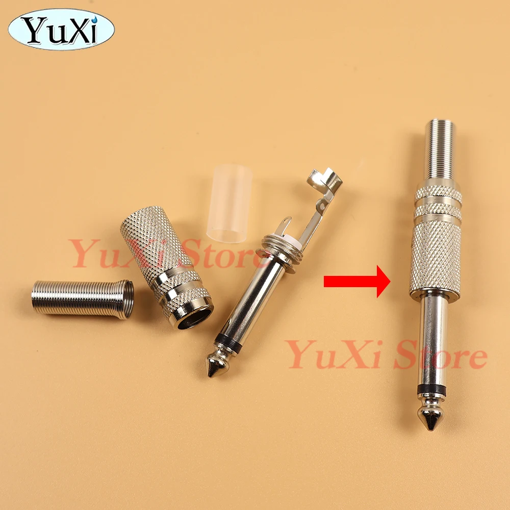 6.35mm/6.5mm TS TRS Mono Amplifier Plug 6.35 Stereo Metal Microphone Jack Plug-in Audio Connector for KTV 1/4Inch Male Jack