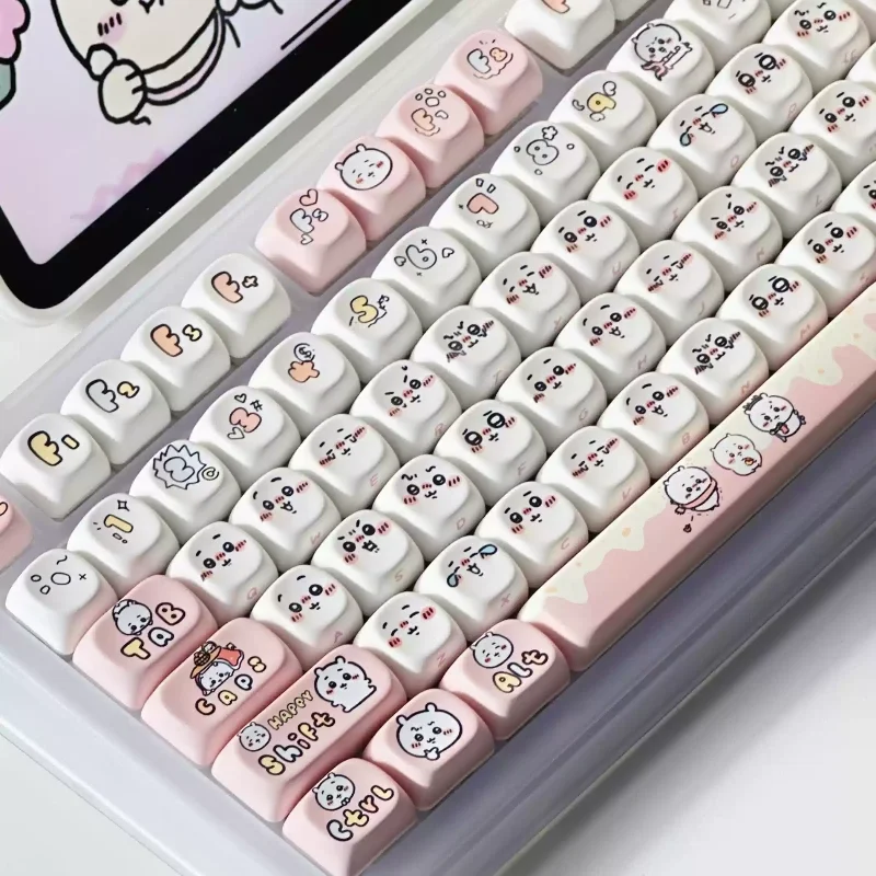 Imagem -06 - Cute Usagi Cartoon Keycaps Acessórios Teclado Mecânico Keycaps Bluetooth Personalizados 131 Chaves