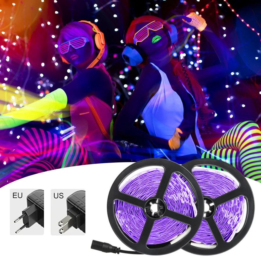 UV LED Strip Self-adhesive Purple Light 2835 DC 12V Tape For Fluorescent Dance Party Decor Wardrobe Shoe Cabinet Disinfect