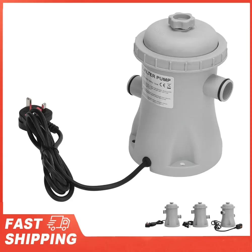Swimming Pool Clear Cartridge Filter Pump Low Noise Inflatable Pool Filter Pump Kit Energy Saving 330 Gallon ABS for Household