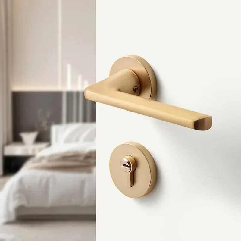 

New 2026 Split Door Lock Gold Light Door Handle Indoor Household 72 * 55 Magnetic Lock Body Suitable for 35-45mm Thick Doors