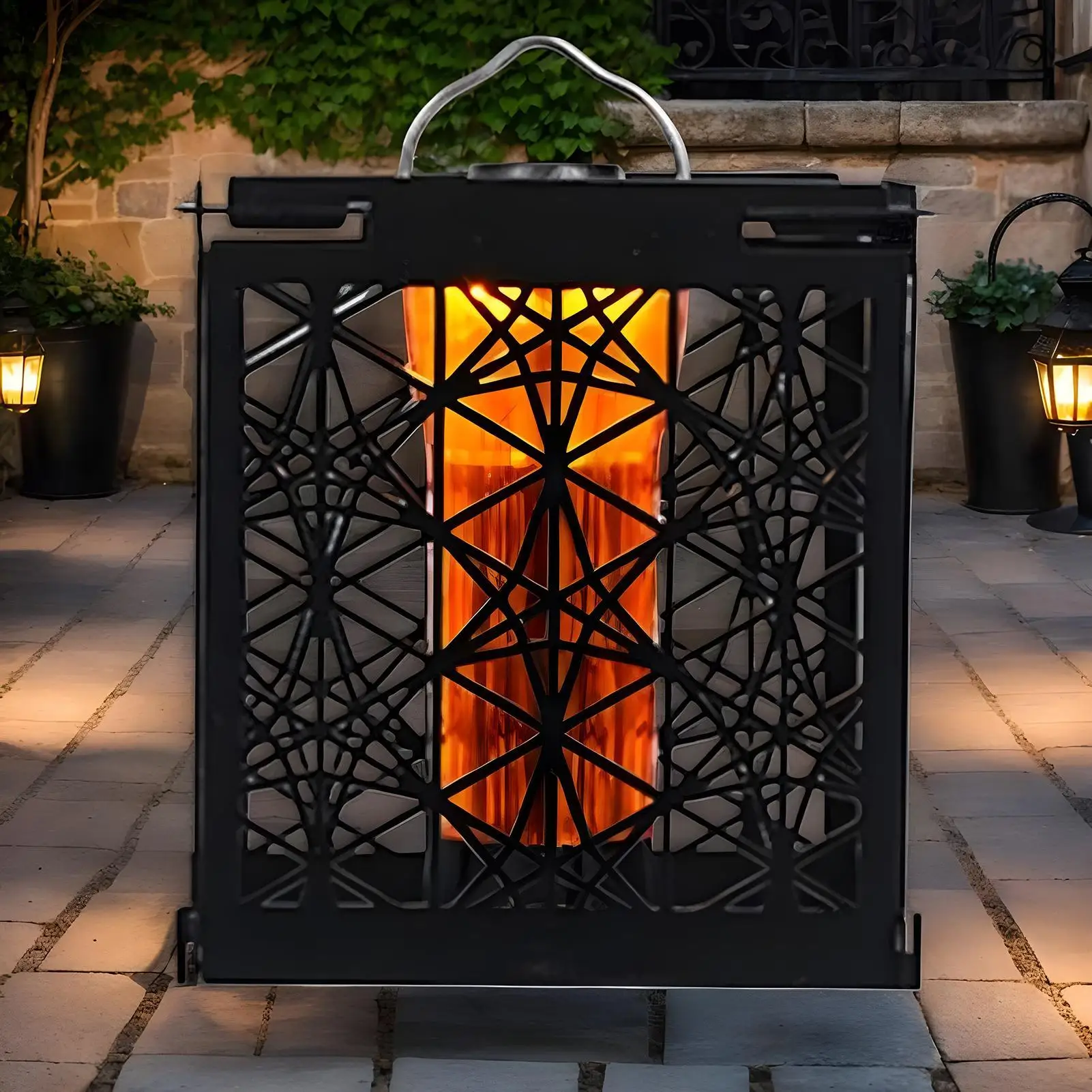 

Настольная лампа, железный полый съемный портативный аксессуар для кемпинга, черный металлический абажур для кемпинга, крыльца, лужайки на заднем дворе