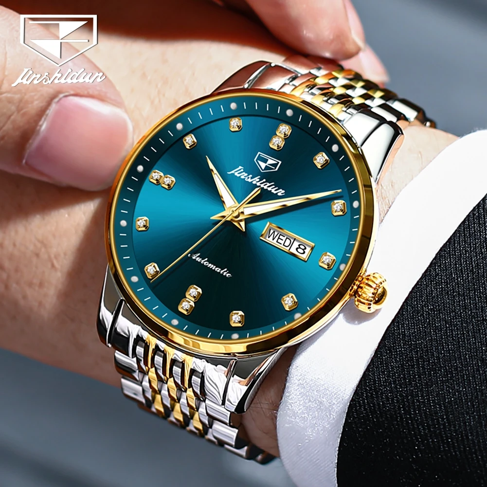 JSDUN Luxury Brand Original Men Watches Fully Automatic Mechanical Watch for Male Waterproof Week Calendar Authentication Watch