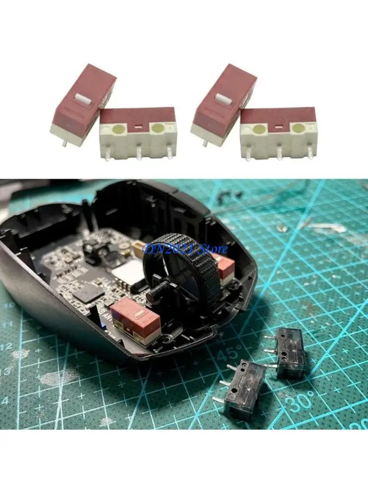 F3KE 10Pcs HUANO Original Mouse Micro Switch 3Pins 20M Clicks Mice Micro Mute Button Microswitch Set White Dot