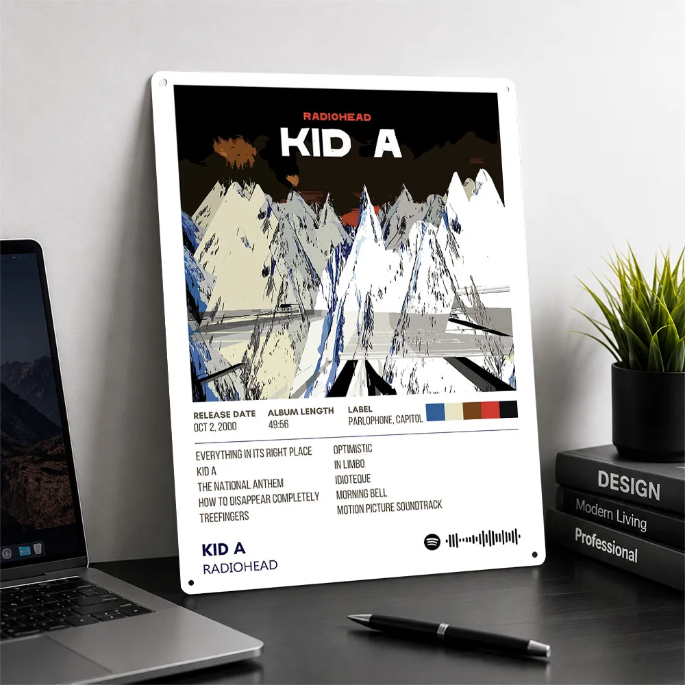 Radiohead Kid A 3D Texture Metal Poster Customized Wall Art Tin Sign Gift for Mancave Bathroom Decor Room Decorating Interior
