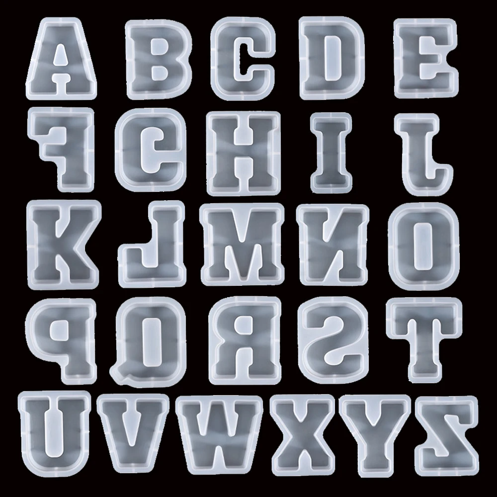 26Pcs Letters Silicone Molds 18Cm Large Alphabet Resin Led Night Light Ornament for DIY Uv Epoxy Plaster Home Crafts Decor Gift