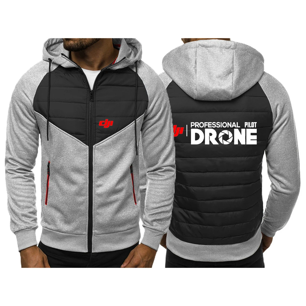 Dji المهنية الطيار الطائرة بدون طيار 2023 الخريف الشتاء الرجال العلامة التجارية الطباعة مقنعين جديد ثلاثة ألوان القطن مبطن الملابس خليط معاطف