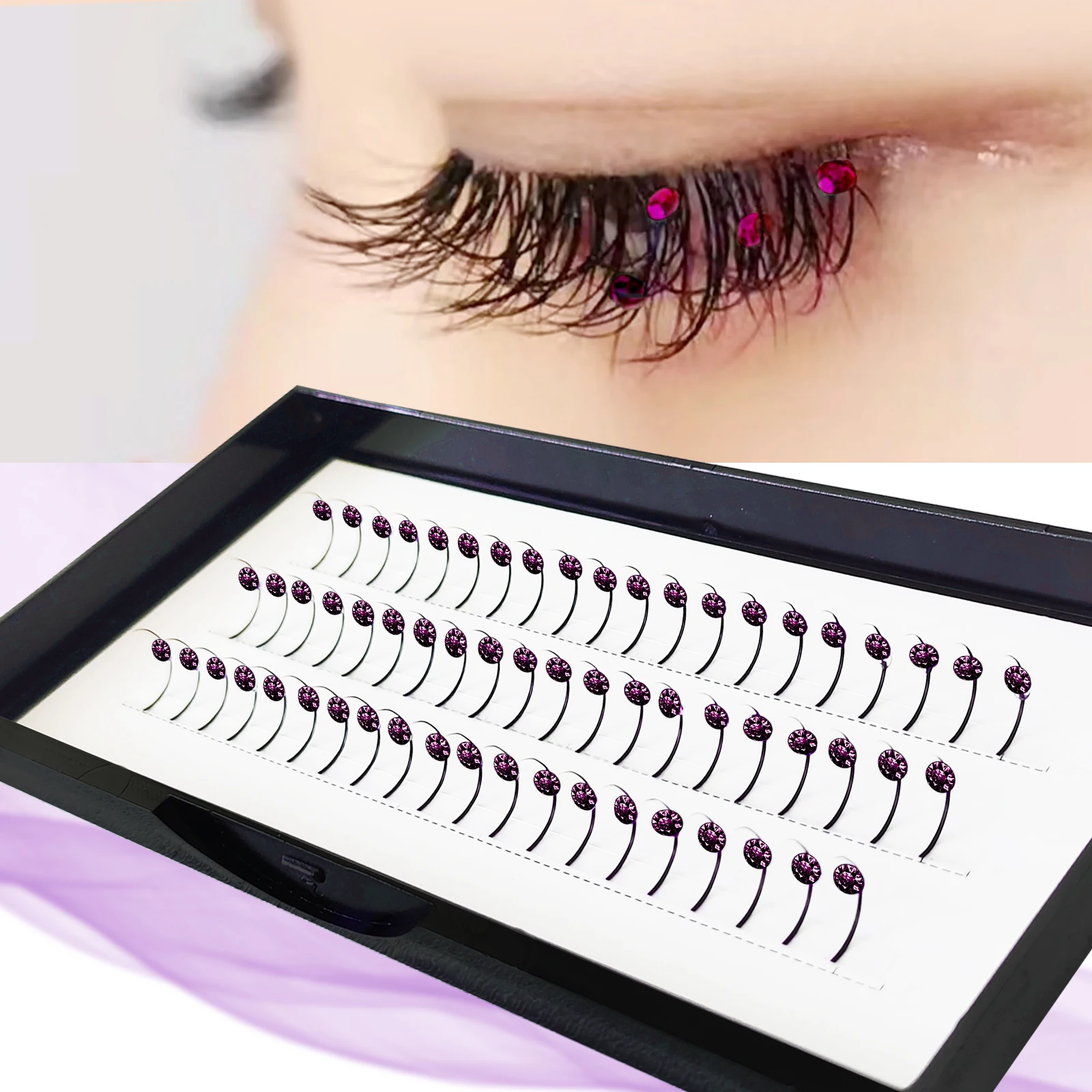 Honey Amethyst Eyelash Extensions DIY Purple Diamond Lashes Spike Eyelashes Noble Elegant Charming Makeup Wedding Products