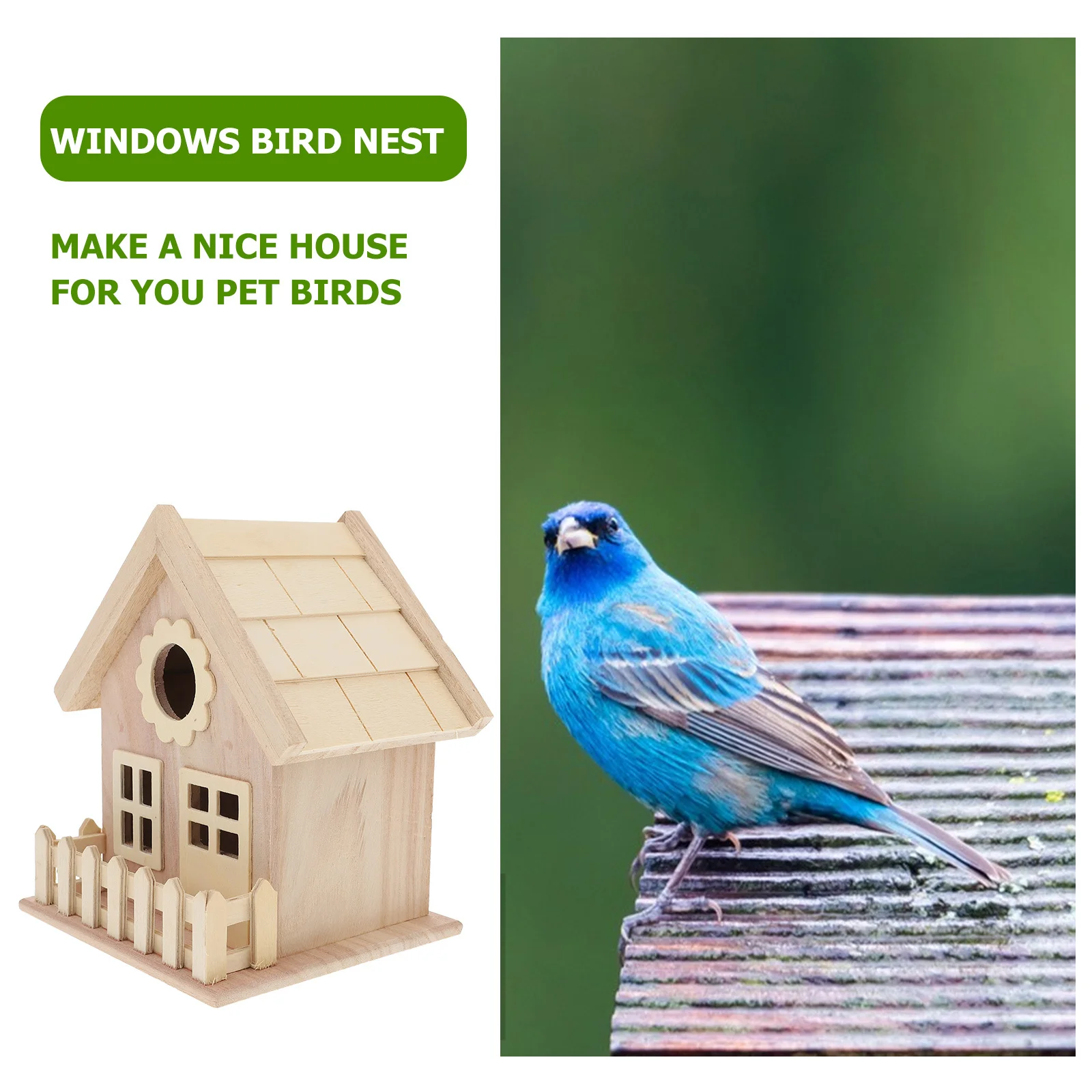

Wooden Bird Nest Hut Unfinished Diy Bird For Small Birds Canaries Parrots Larks Yellowbirds Outdoor Garden Birds