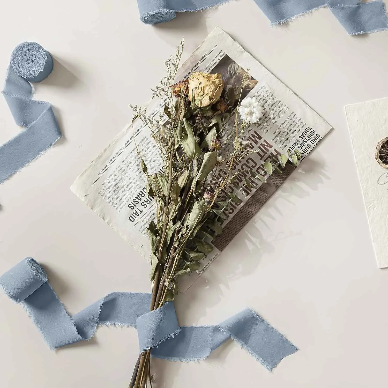 3 rolls of 5 meter haze blue chiffon rolled fabric ribbon gift bundled ribbon