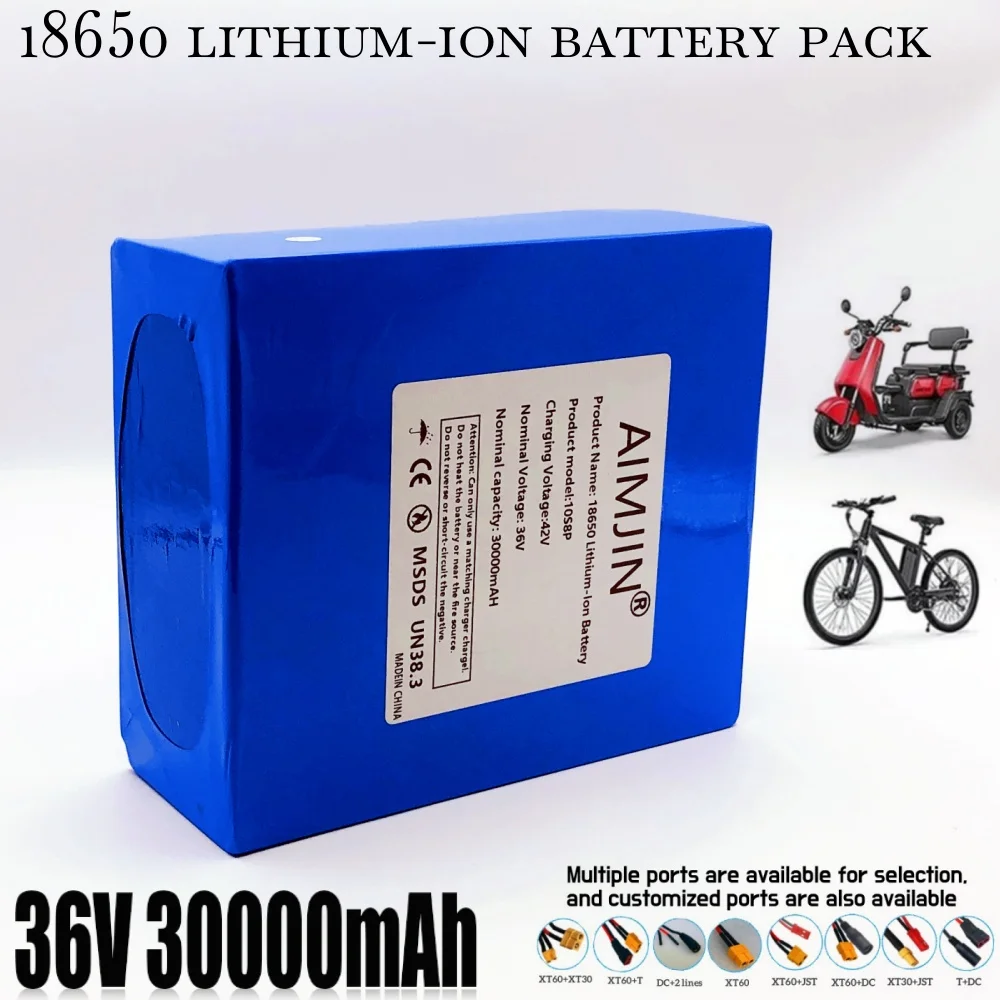 ใหม่ 36V 30Ah 18650 10S8P แบตเตอรี่ลิเธียม high-power Built-in BMS เหมาะสําหรับต่างๆ Energy Storage สํารอง
