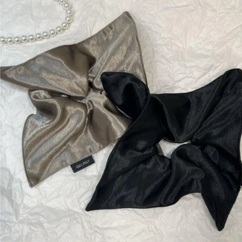 

Korea Satin Silk Square Scrunchies For Women Elastic Hair Bands Striped Black Large Scrunchies Ponytail Holder Hair Ties Rope