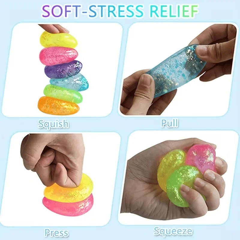 1Pc Glow Drop Squishy Toy – Soft Elastic Sensory Stress Ball, Cement Texture Fidget for Desk Decor, Classroom Prize for Students