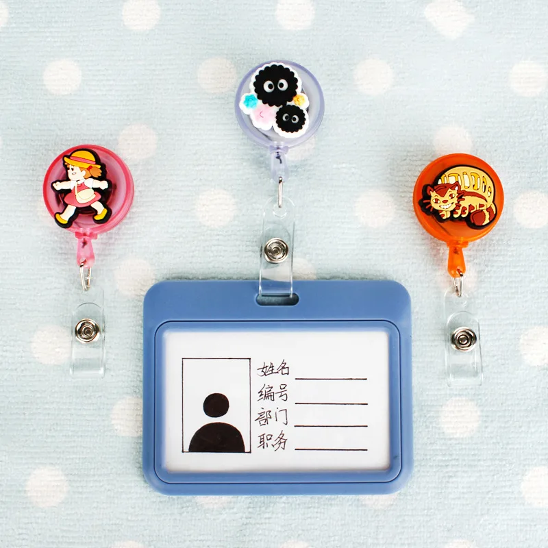 Cute Cartoon Funny for ID Card Holder Scalable Toggle Clip Employee Card Nurse Chest Card Student Bus Card Holder