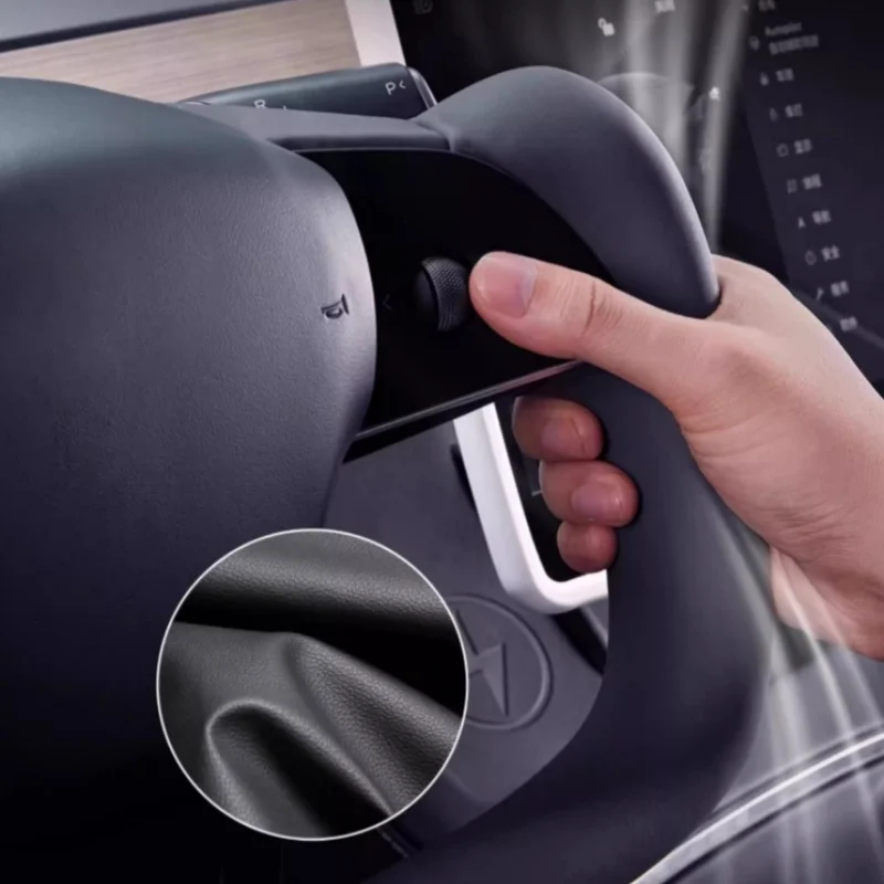 Hot-selling No Stitches Black Upgrade for New Model 3 Y Leather Yoke Handle Steering Wheel for Tesla Model 3 Y 2017-2023 Year