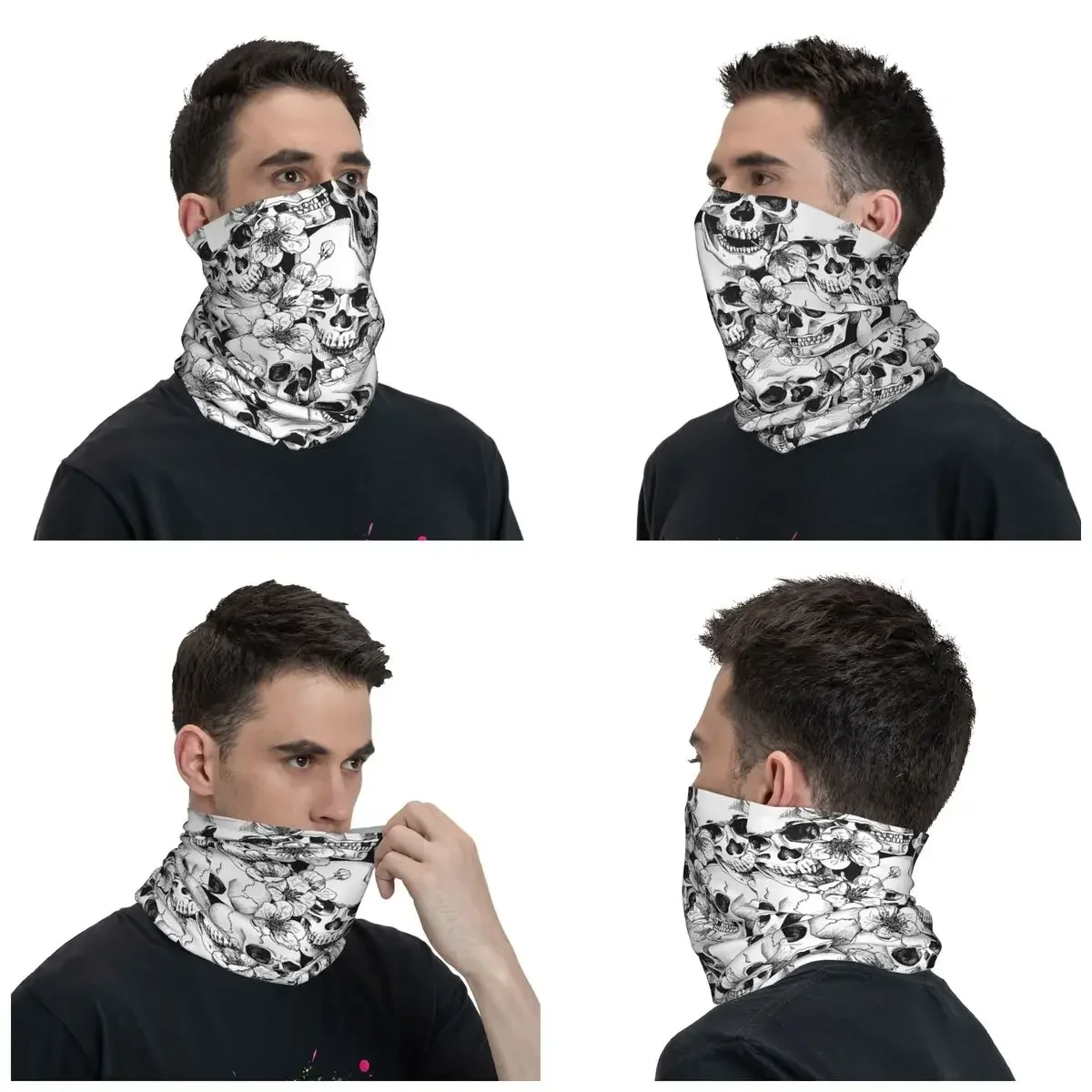 Cool Skull Bandana Neck Gaiter Printed Balaclavas Wrap Scarf Warm Headwear Fishing for Men Women Adult All Season