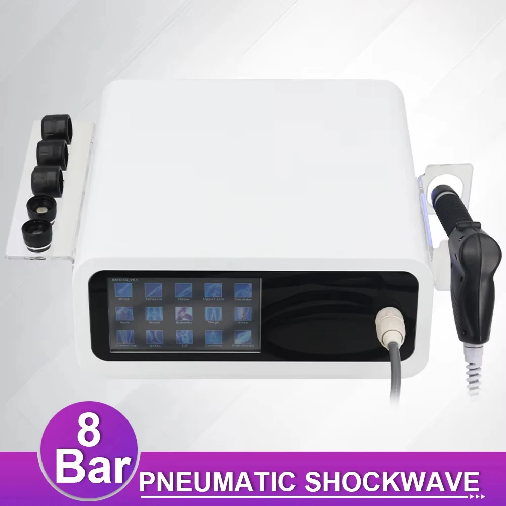 Máquina de ondas de choque 8bar, alivia a dor para tratamento ed, máquina profissional de terapia por ondas de choque, massageador de relaxamento corporal 2025 2q