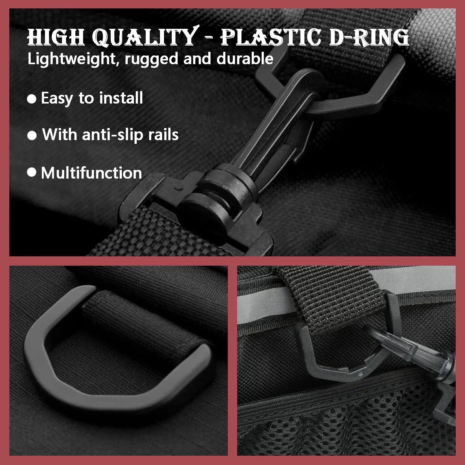 10pcs Plastic D-Ring Buckles For Hooks Backpack Straps Webbing Ring 12mm~50mm Black