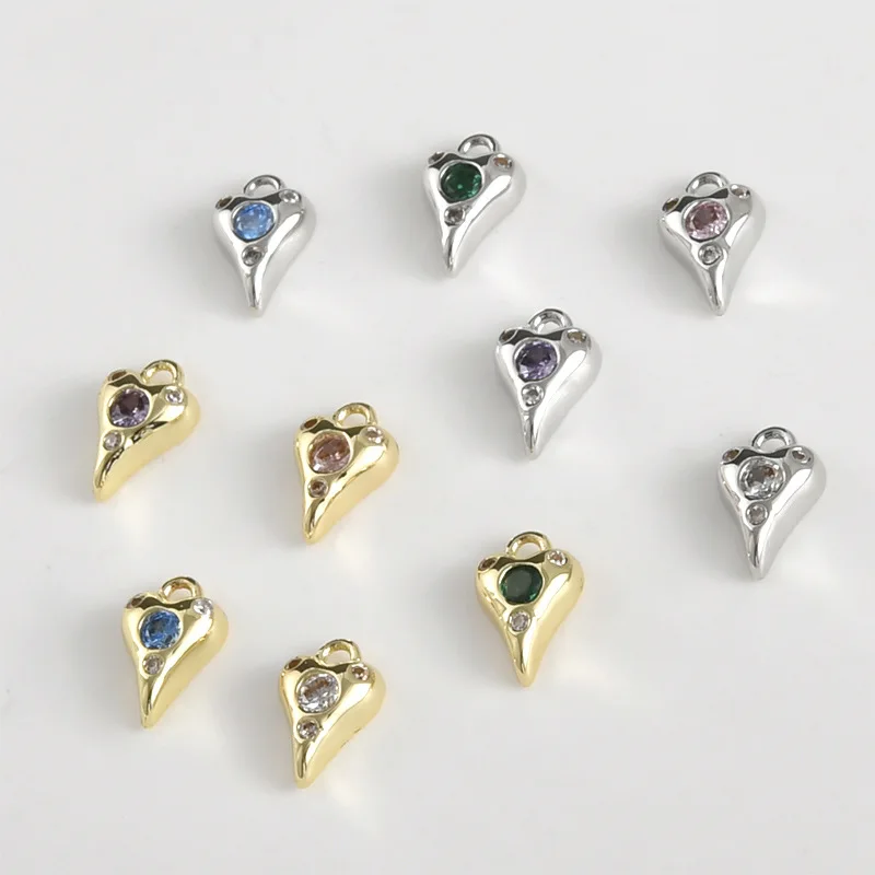 14k Gold Color Mini Pointed Love Rhinestone Pendant DIY Handmade Bracelet Necklace Earrings Accessories Material