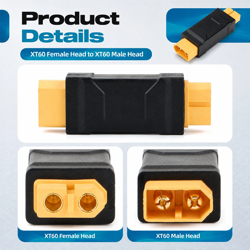 XT60 Male/Female to XT60 Plug Female/Male Adapter Converter Connector For RC Toys Radio-Controlled Car Remote Control Aircraft view 3