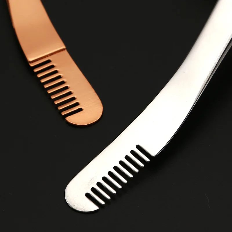 1PC Eyelash Comb Tweezer Stainless Steel Anti-Static Non-Magnetic False Lash Extension Eyelashes Tweezer With Comb Makeup Tool