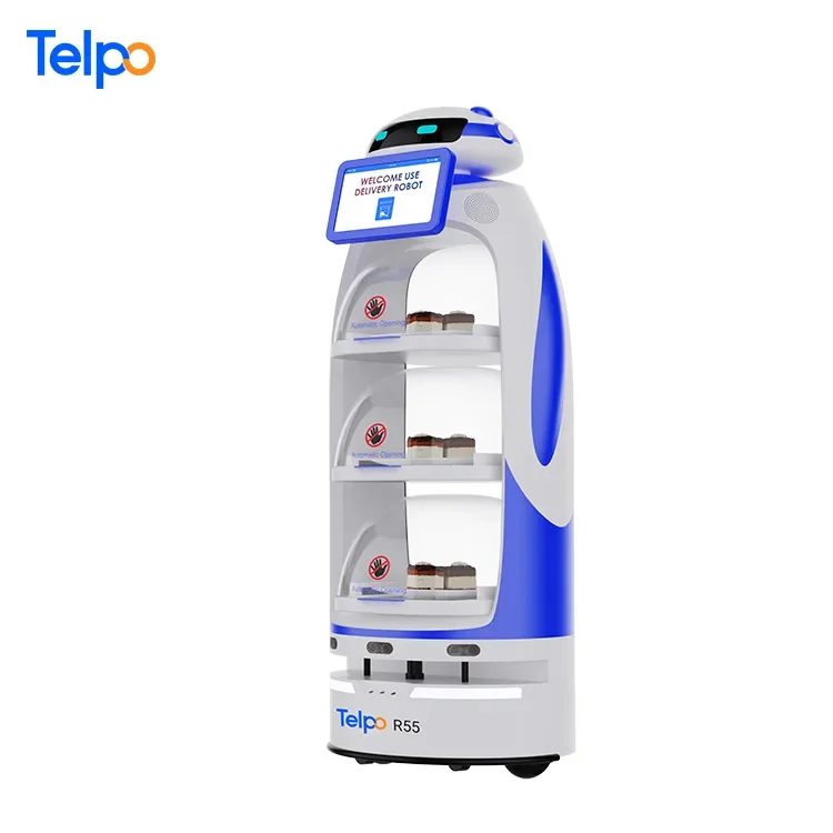 Telpo R55 intelligent AI self driving autonomous meal auto food delivery robot restaurant