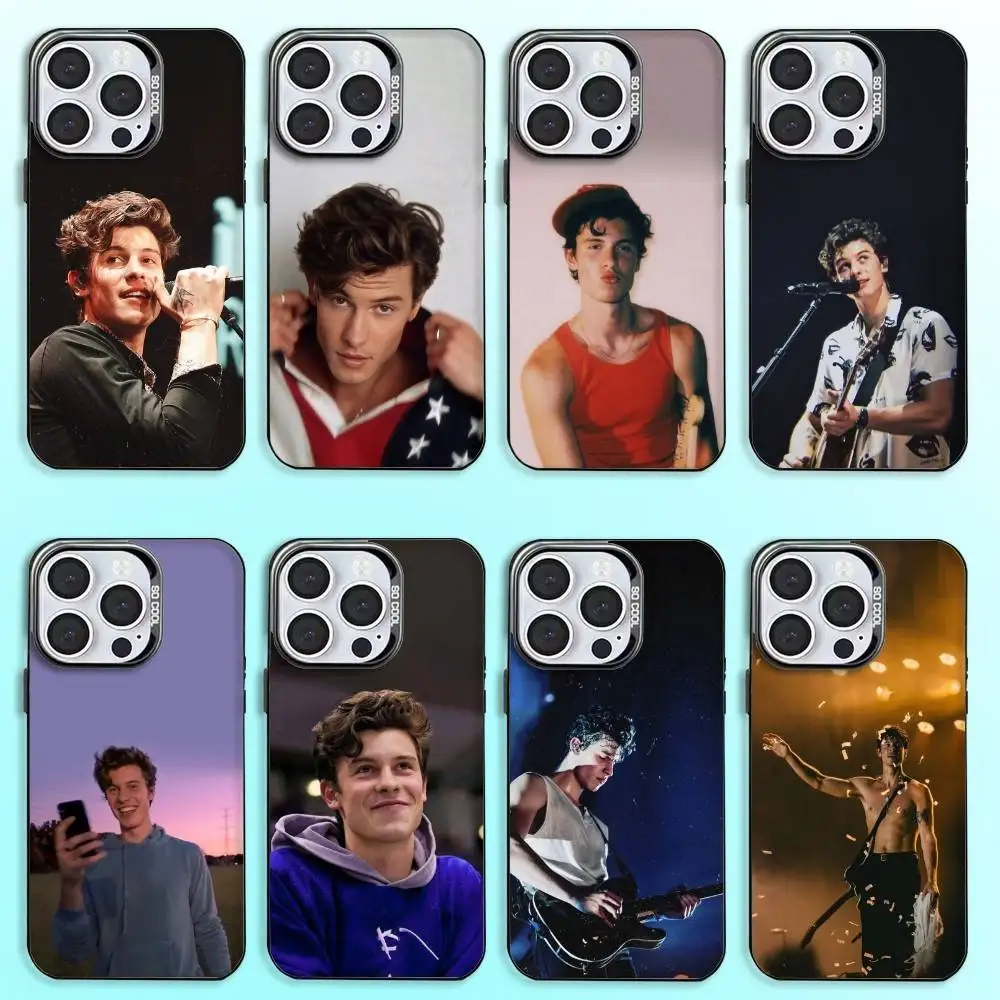 

S-Shawn Mendes SINGER Phone Case For iPhone17,16,15,14,13,12,11 Plus,Pro Max Colored Silver Plated Inside Cover