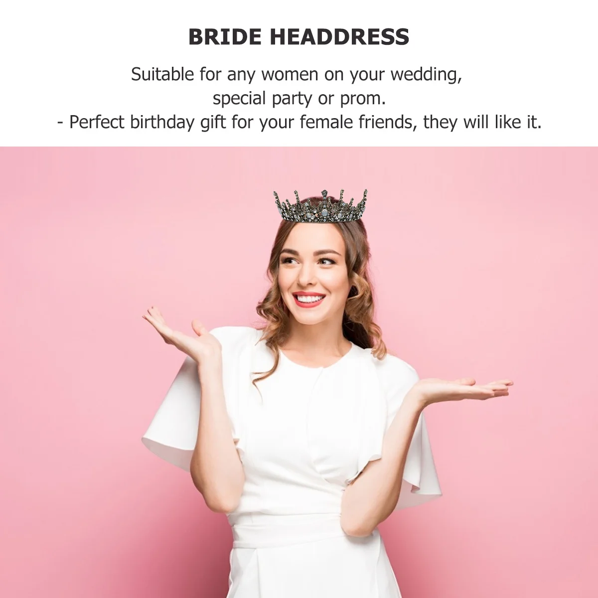 

Bridal Wedding Crown Baroque Alloy Rhinestone Headdress Elegant Hair Decor for Bride Special Occasions Birthday Prom Festival