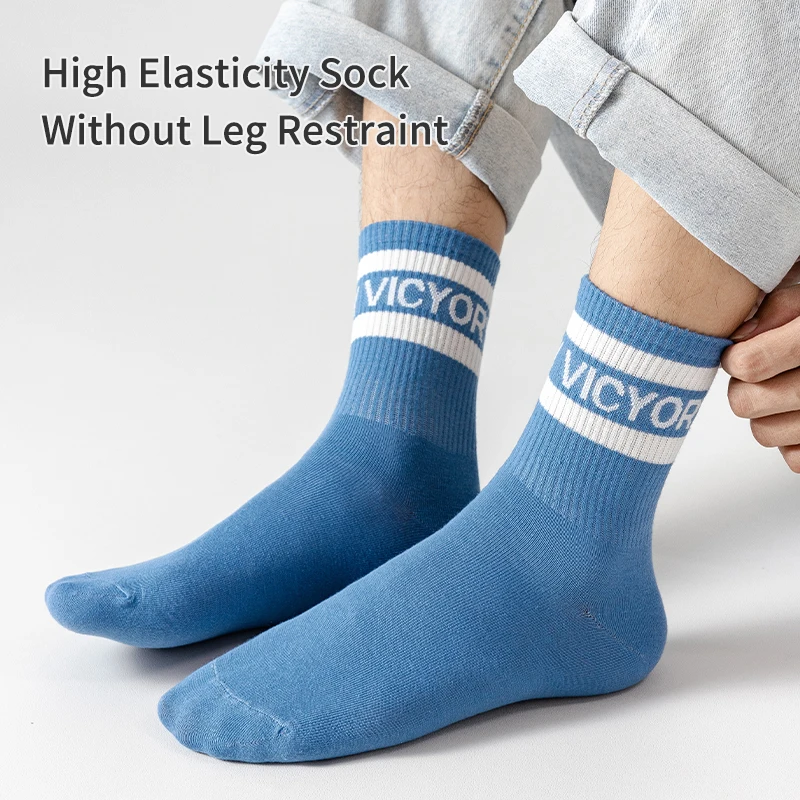 جوارب بحروف مخططة للرجال والنساء ، بسيطة ومريحة ، جوارب رياضية غير رسمية ، أربعة مواسم ، الربيع ، الصيف ، 6 أزواج