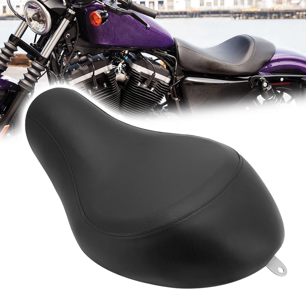 

Motorcycle PU Leather Rider Pillion Solo Driver Seat Cushion Pad Black For Harley Sportster XL 1200 883 48 72 Custom 2004-2015