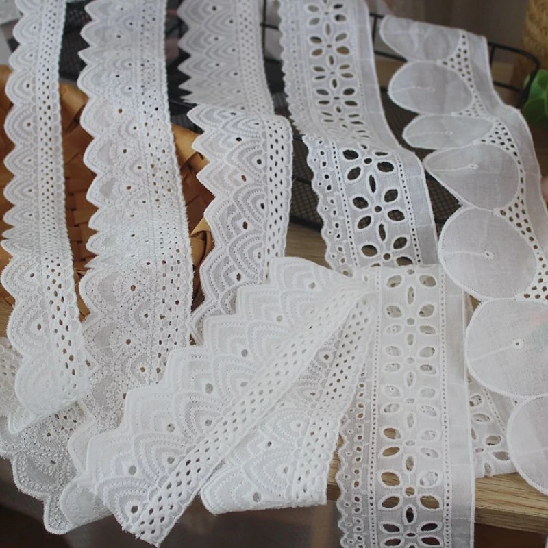 Cotton Embroidered Lace Fabric for Bedding and Curtain, Sewing Materials, DIY, Handmade Trim, RS4647, 10Yards per Lot