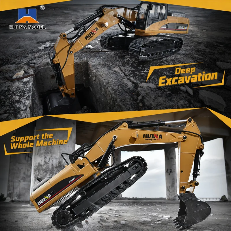 Upgraded Huina 1580 Remote Control Excavator  Alloy Simulation Hydraulic 32-Channel engineering ve a Premium Gift for Boys