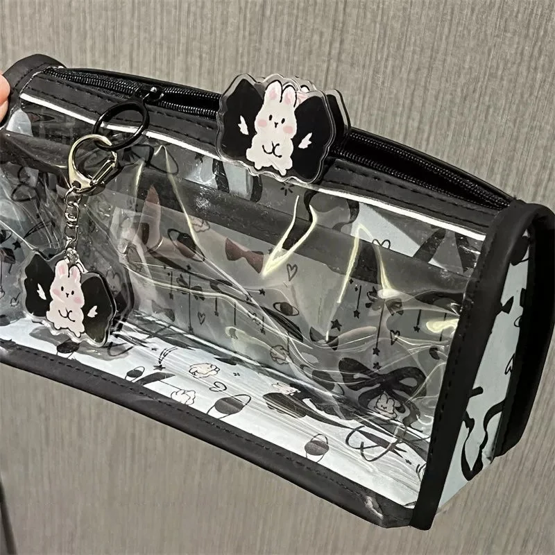 Student Pencil Case High-Quality Transparent Stationery Box Double Layer Zipper Pencil Case Transparent For School Office Gift