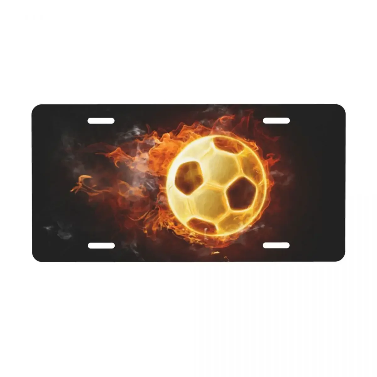 Custom Soccer Fire Ball License Plate Cover Sport Football Decoration Vanity Tag Aluminum Metal License Plate Sign 6x12 Inch