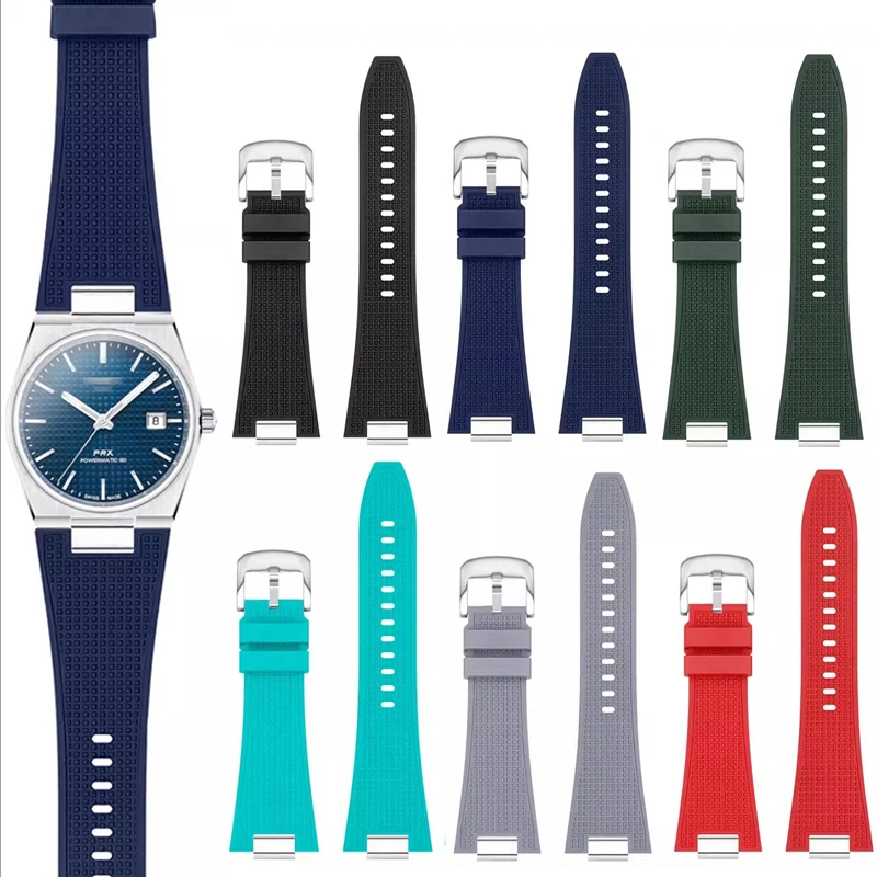 

27 мм резиновый ремешок для часов Tissot PRX T137.407 T137.410, высококачественный ремешок для часов из фторкаучука, мужской быстросъемный браслет