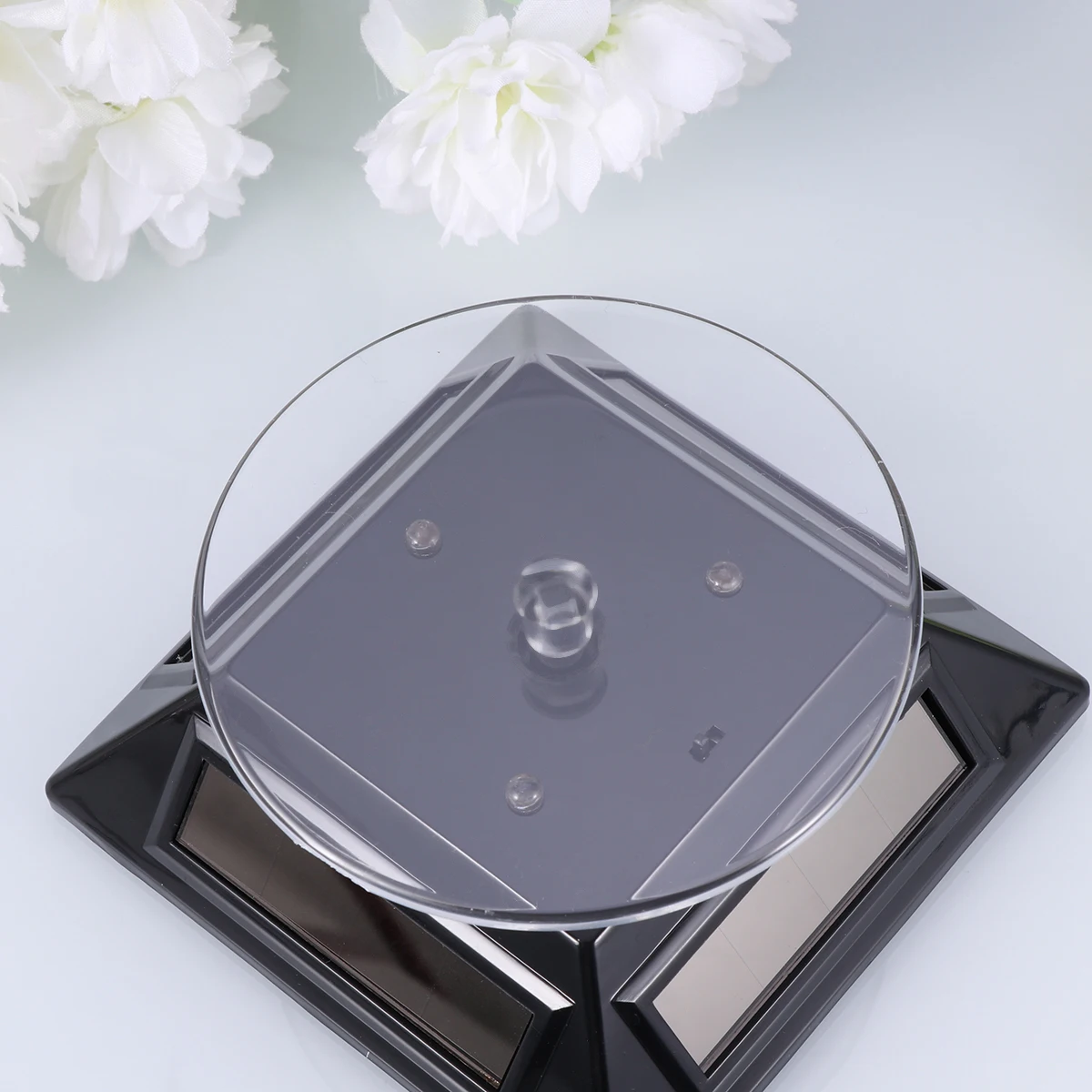 

1Pcs Solar Display Stand Rotating Platform Black Holder for Jewelry Watches Mobile Phones Solar Energy Display