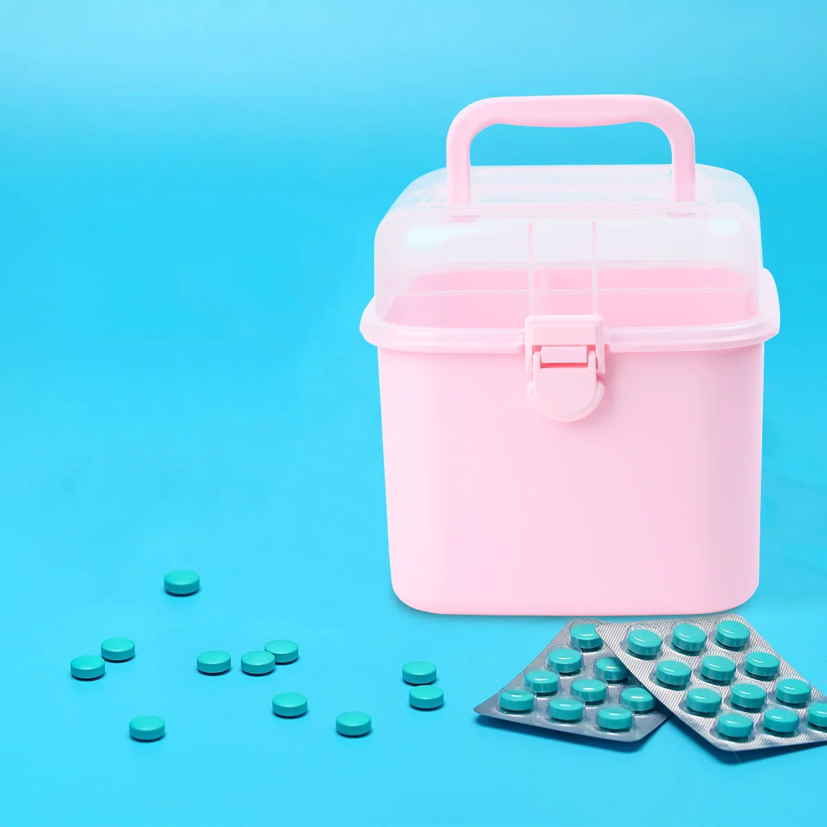 1Pcs Emergency Medicine Box Premium Plastic Multi Compartment Storage Container for Outdoor Indoor Use Latch