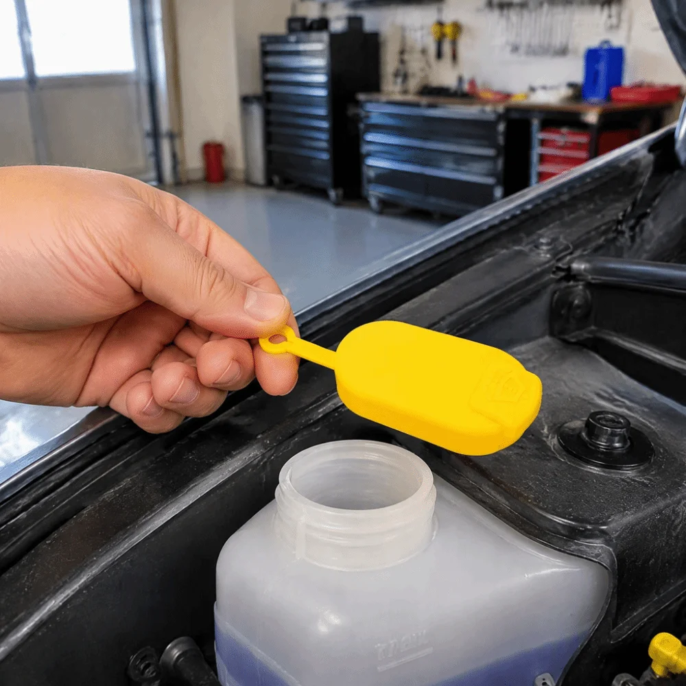 Yellow Windshield Washer Bottle Cap ABS Washer Reservoir Cap for OPEL Vivaro A / Clio 2 (II)