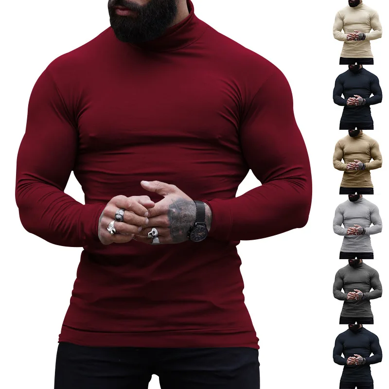 Foreign trade cross-border new solid-color turtleneck cashmere sweater slim-fitting bottoming knitted sweater men's warm inner