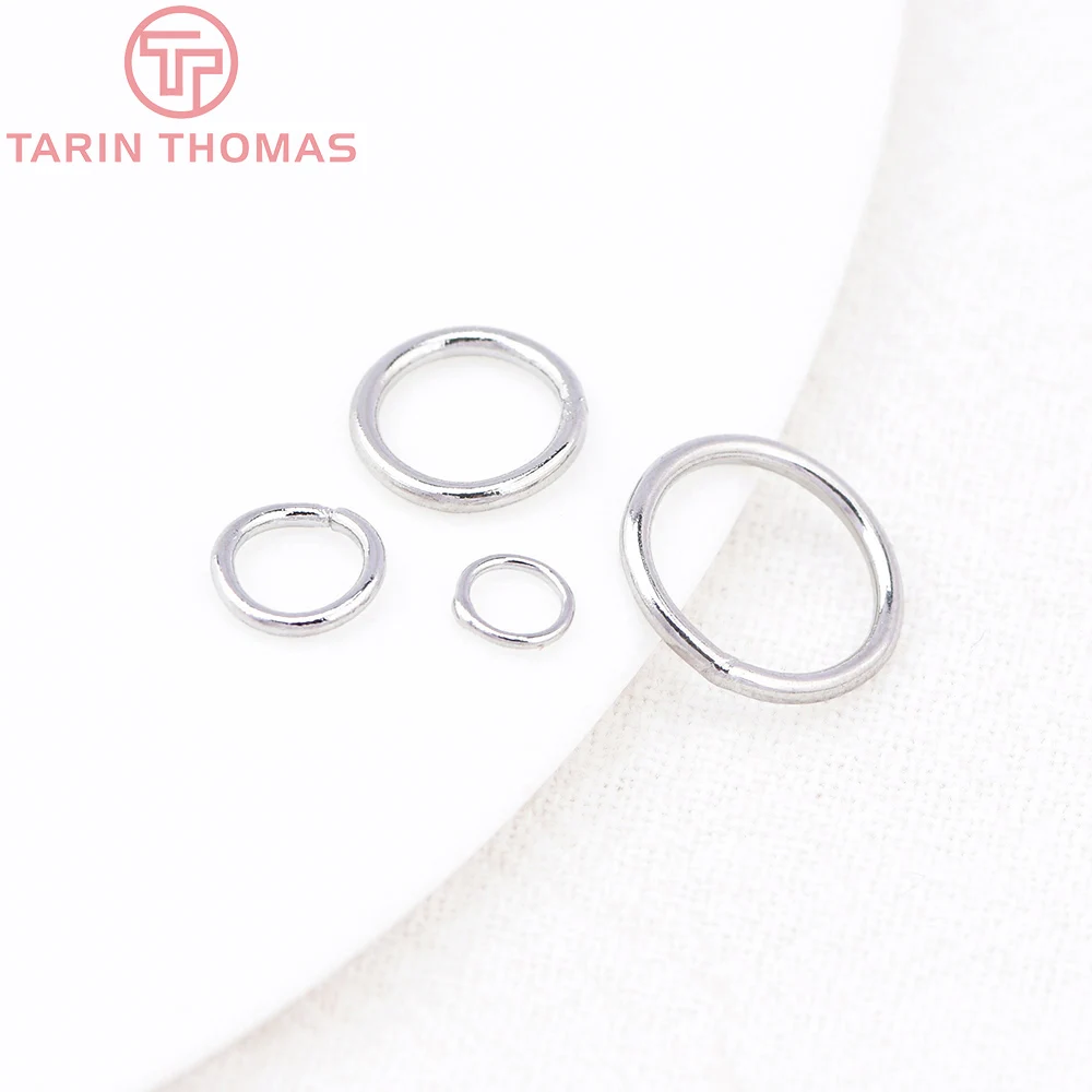 (8881) 50PCS 18K Gold Color Plated Brass Jump Rings Closed Rings Jewelry Finding Earrings Connector Ring Accessories Wholesales