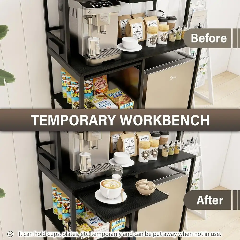 خزانة بار القهوة المدمجة مع ثلاجة صغيرة مدمجة ورف ميكروويف - خزانة جانبية للتخزين للحانات المنزلية في غرف المعيشة، Co